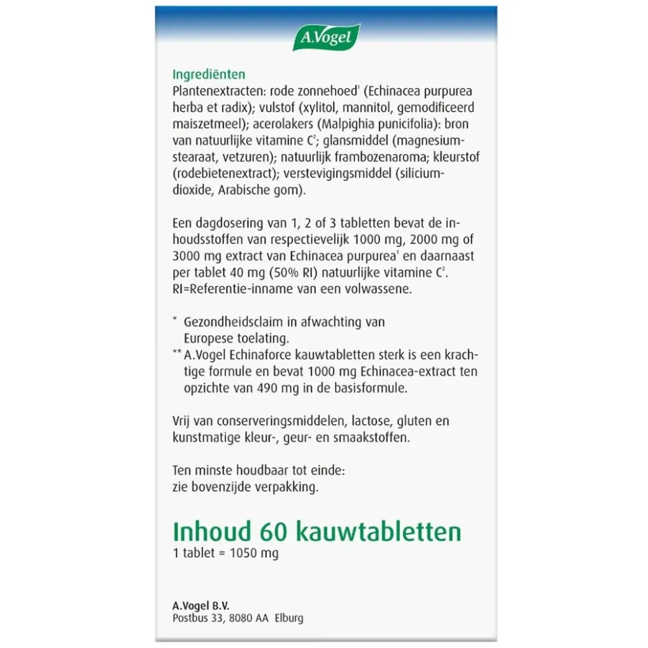 Clearance A.Vogel Echinaforce Sterk** + Vitamine C Kauwtabletten
