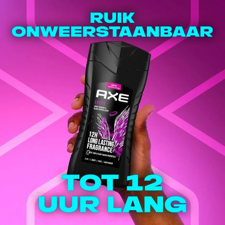 Hot Axe Excite 3-In-1 Douchegel en Shampoo