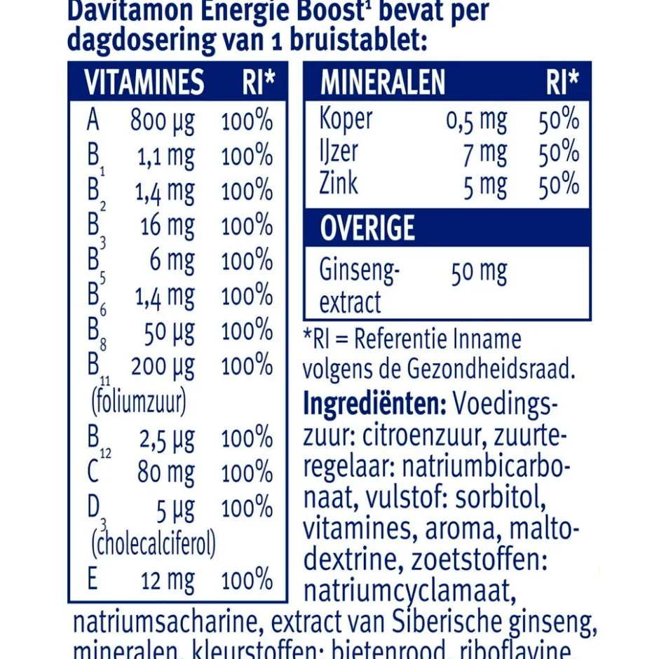 Clearance Davitamon Energie Boost¹ Ginseng Bruistabletten