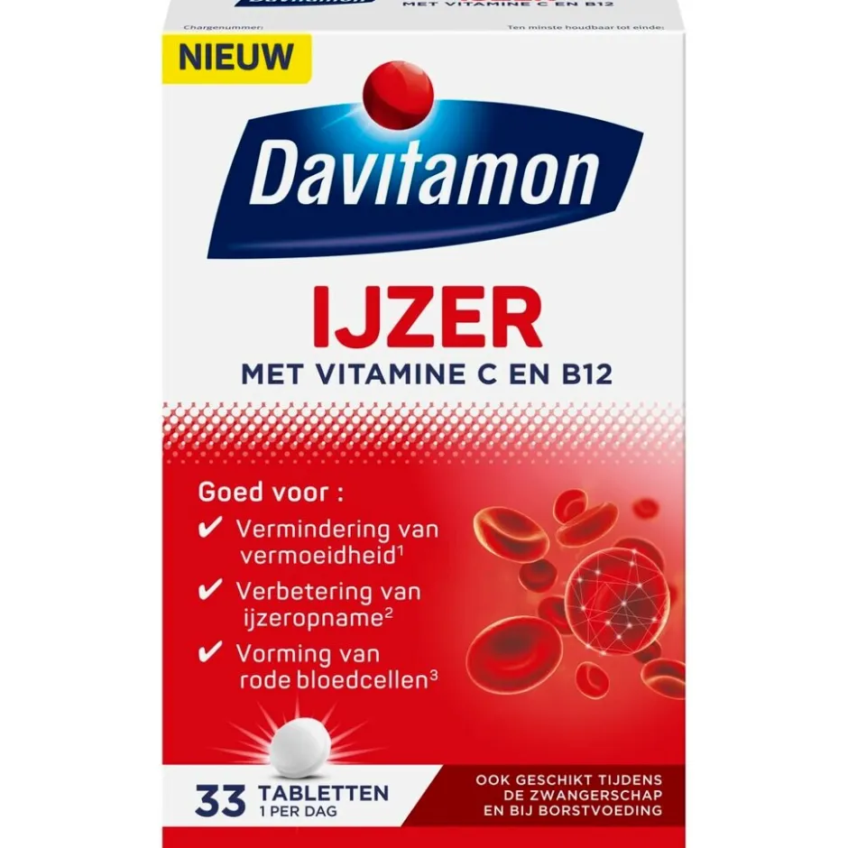 New Davitamon Ijzer met Vitamine C en B12 Tabletten