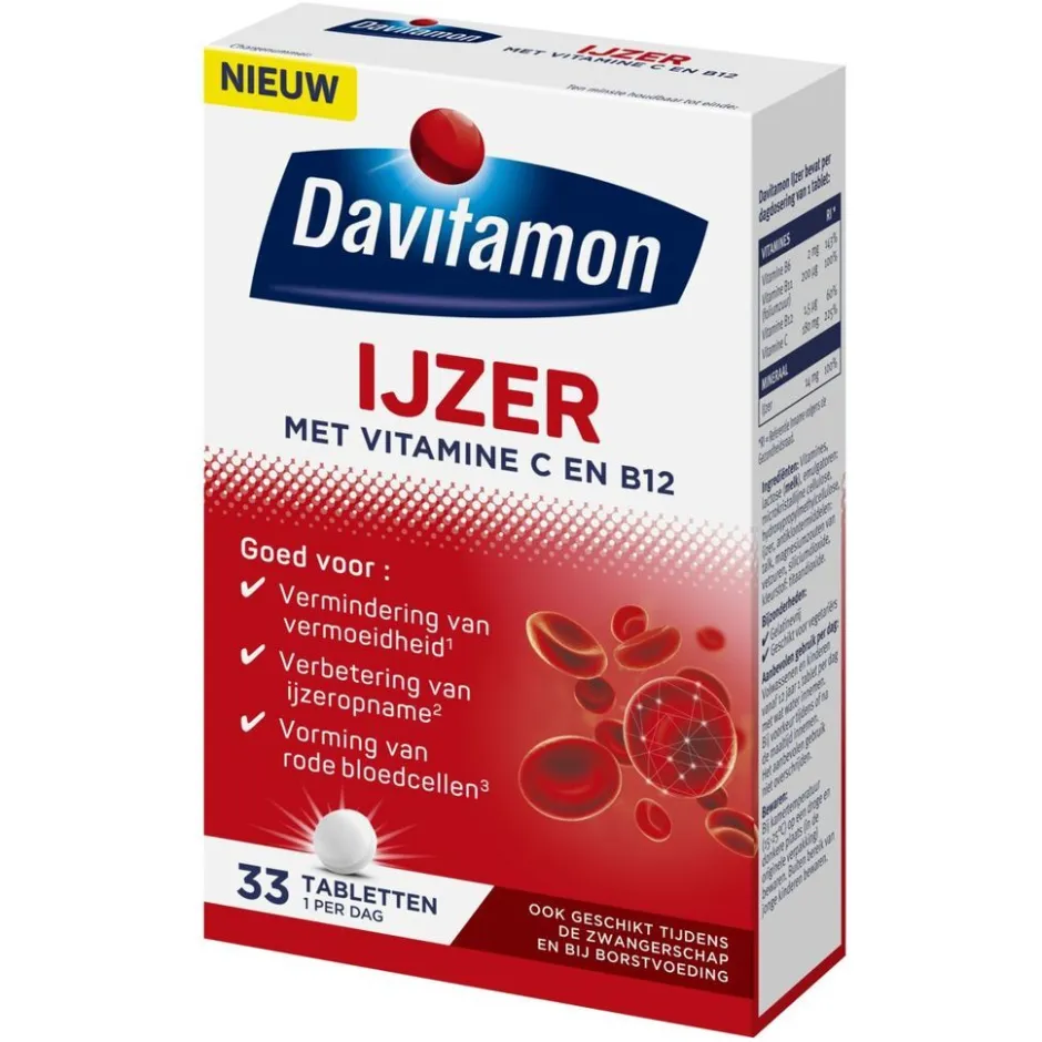 New Davitamon Ijzer met Vitamine C en B12 Tabletten