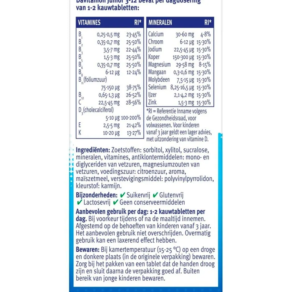 Outlet Davitamon Junior 3+ Framboos Kauwtabletten