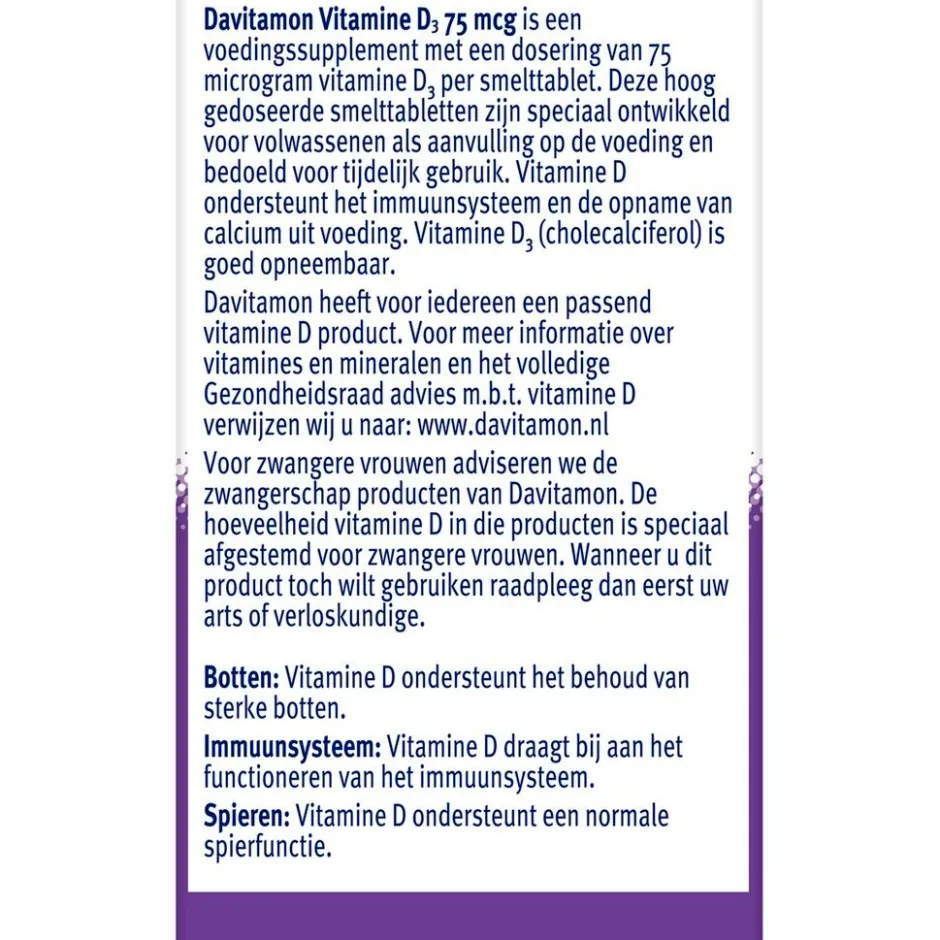 Online Davitamon Vitamine D3 75mcg Smelttabletten