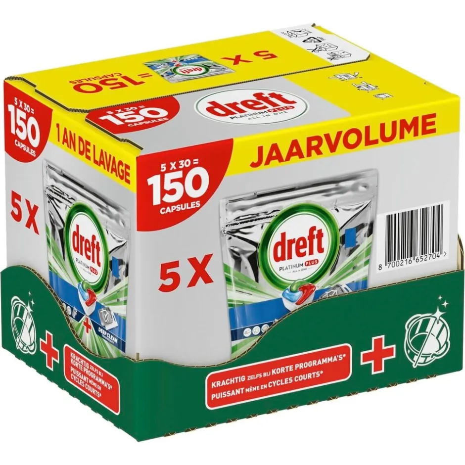 Sale Dreft Platinum Plus All in One Vaatwascapsules Jaarvolume