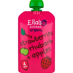 Best Ella's Kitchen Organic 4M+ Bio Rabarber Aarbeien en Appel Knijpzakje