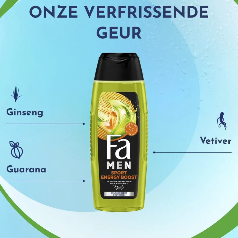 Clearance Fa Men Sport Energy Boost 3-In-1 Douchegel