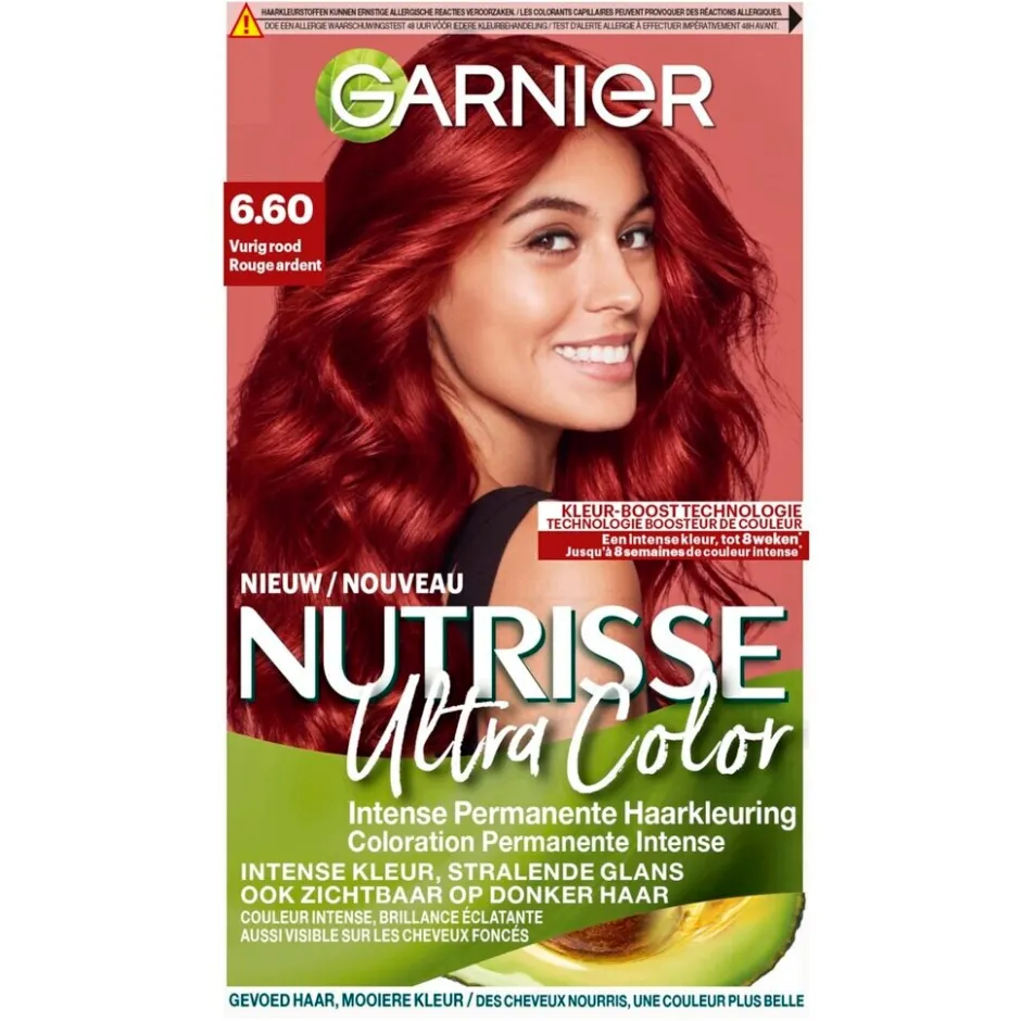 Clearance Nutrisse Garnier Ultra Color 6.60 Vurig Rood Permanente Haarkleuring