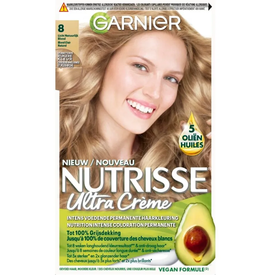 Hot Nutrisse Garnier Ultra Crème 8 Licht Blond Permanente Haarkleuring