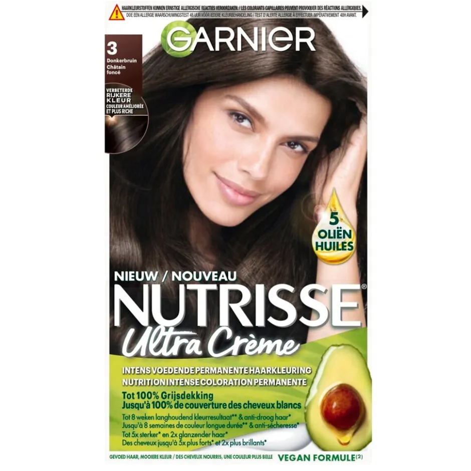 Outlet Nutrisse Garnier Ultra Crème 3 Donkerbruin Permanente Haarkleuring