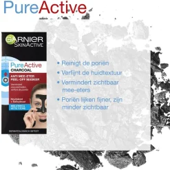 Outlet Garnier Skin Naturals Pure Active Charcoal Peel Off-Masker