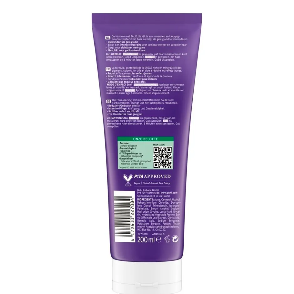 Discount Guhl Zilverglans & Verzorging Anti-Geel 2-in-1 Masker en Conditioner