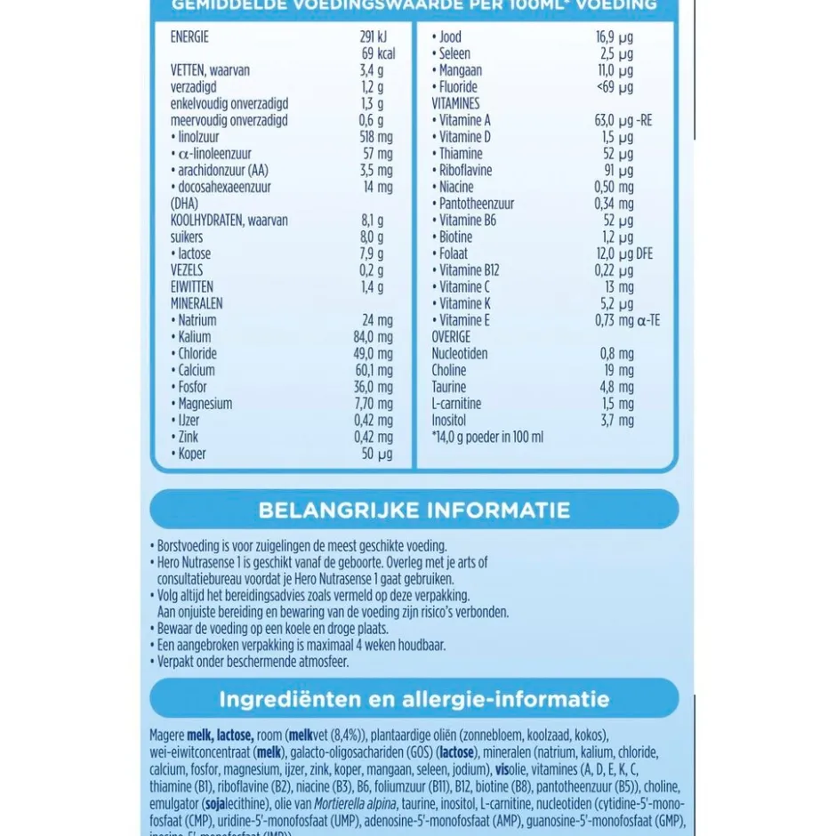 New Hero 0+M Nutrasense Classic 1 Zuigelingenmelk
