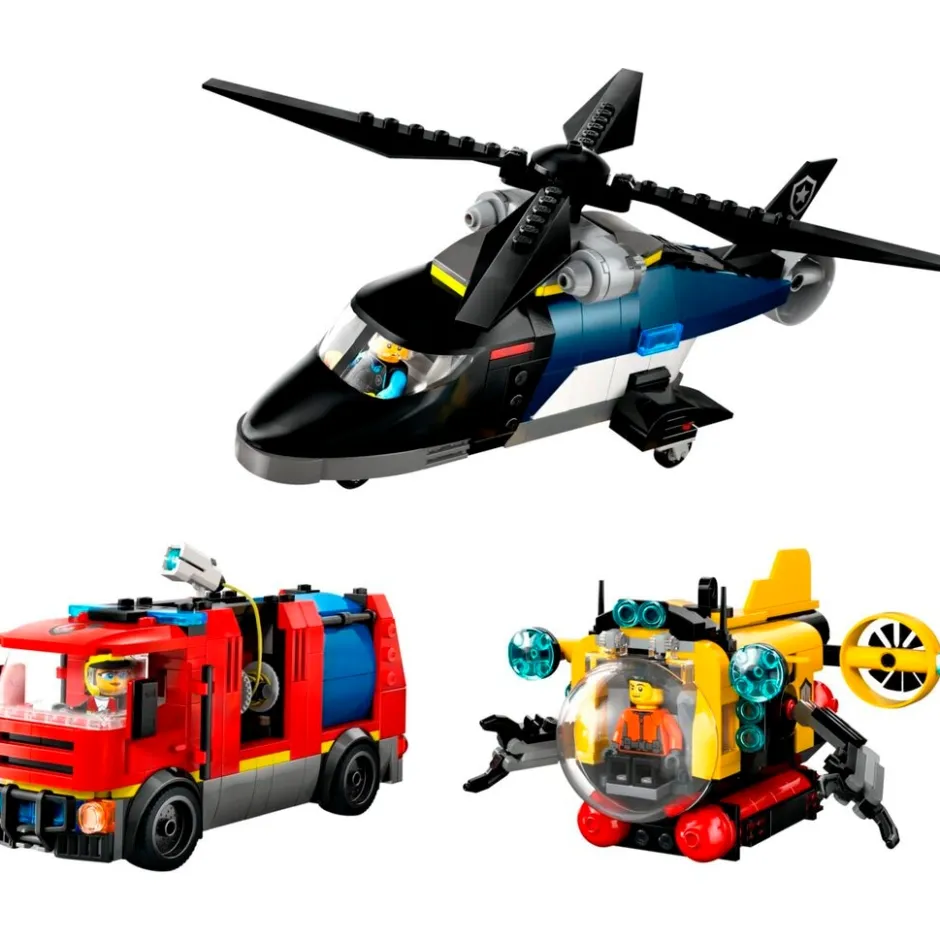 Sale LEGO City 60462 Helikopter, Brandweerauto en Onderzeeër Remix