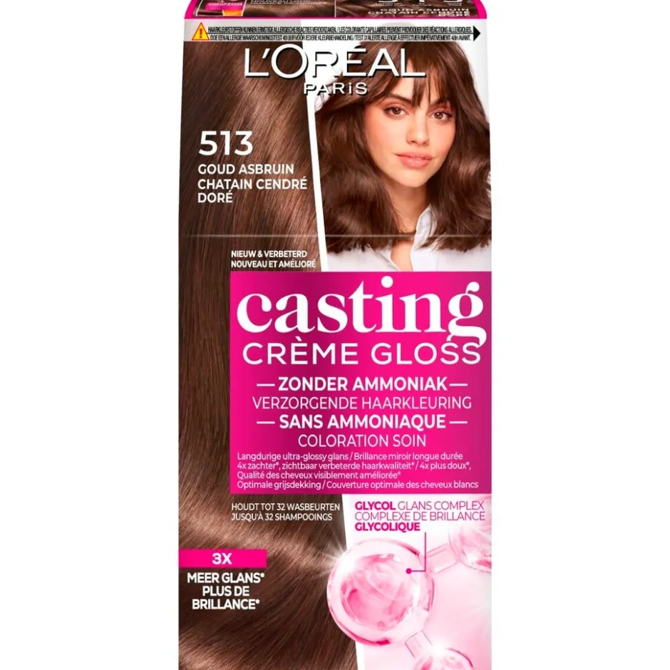 Clearance Casting L'Oréal Paris Crème Gloss 513 Goud Asbruin Verzorgende Haarkleuring