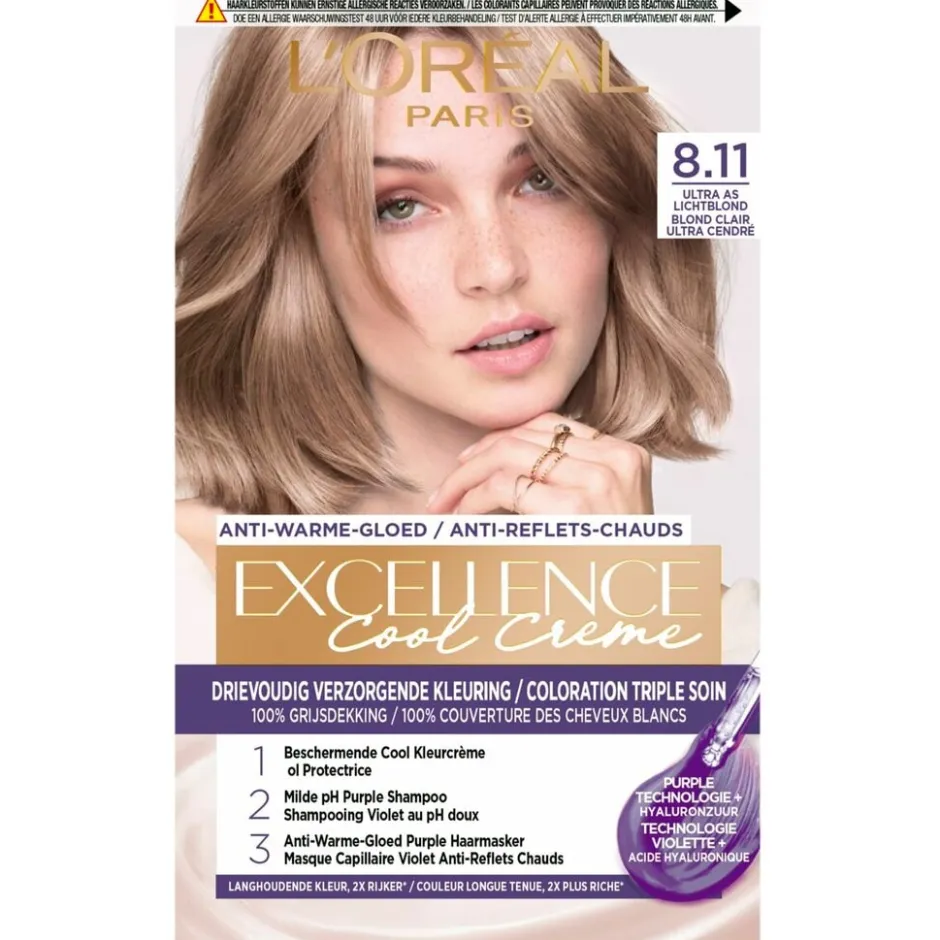 Discount Excellence L'Oréal Paris Cool Crème 8.11 Ultra Licht Asblond Permanente Haarkleuring