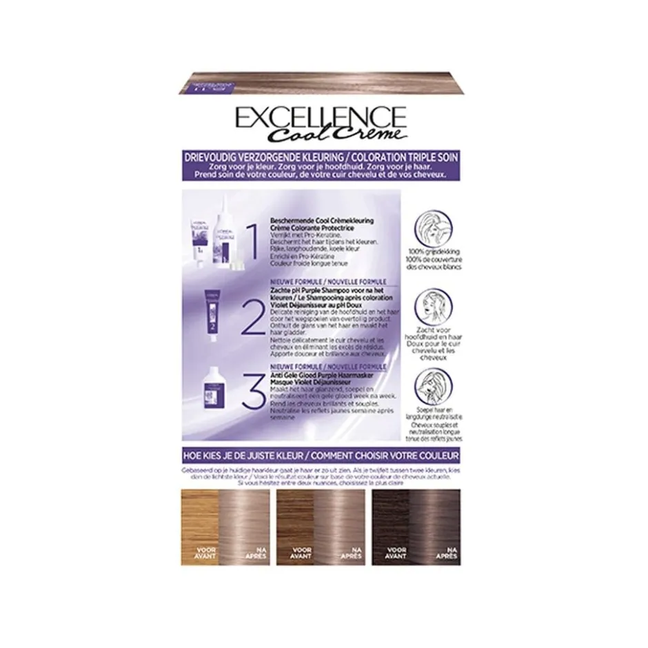 Discount Excellence L'Oréal Paris Cool Crème 8.11 Ultra Licht Asblond Permanente Haarkleuring