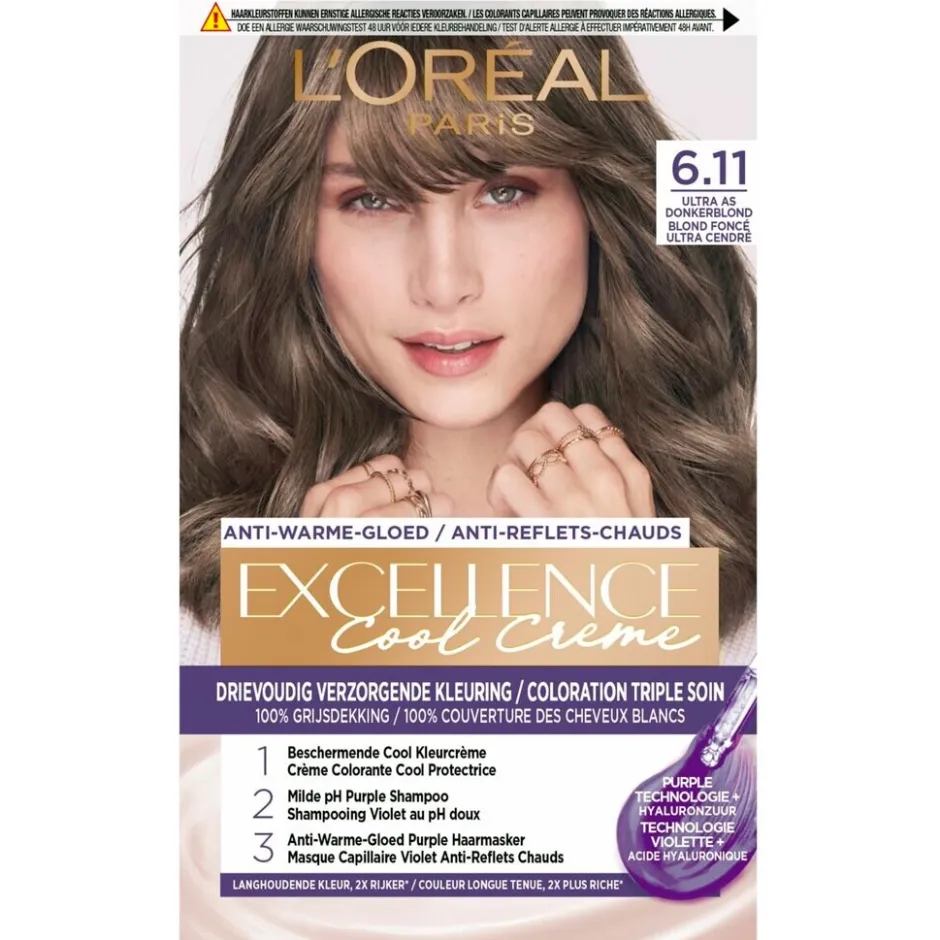 Excellence L'Oréal Paris Cool Crème 6.11 Ultra As Donkerblond Permanente Haarkleuring