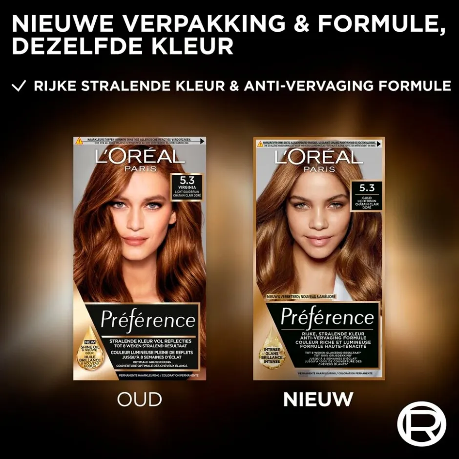 Outlet Preference L'Oréal Paris Préférence 5.3 Goud Lichtbruin Permanente Haarkleuring