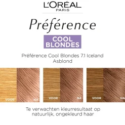 Sale Preference L'Oréal Paris Préférence Cool Blondes 7.1 As Middenblond Permanente Haarkleuring