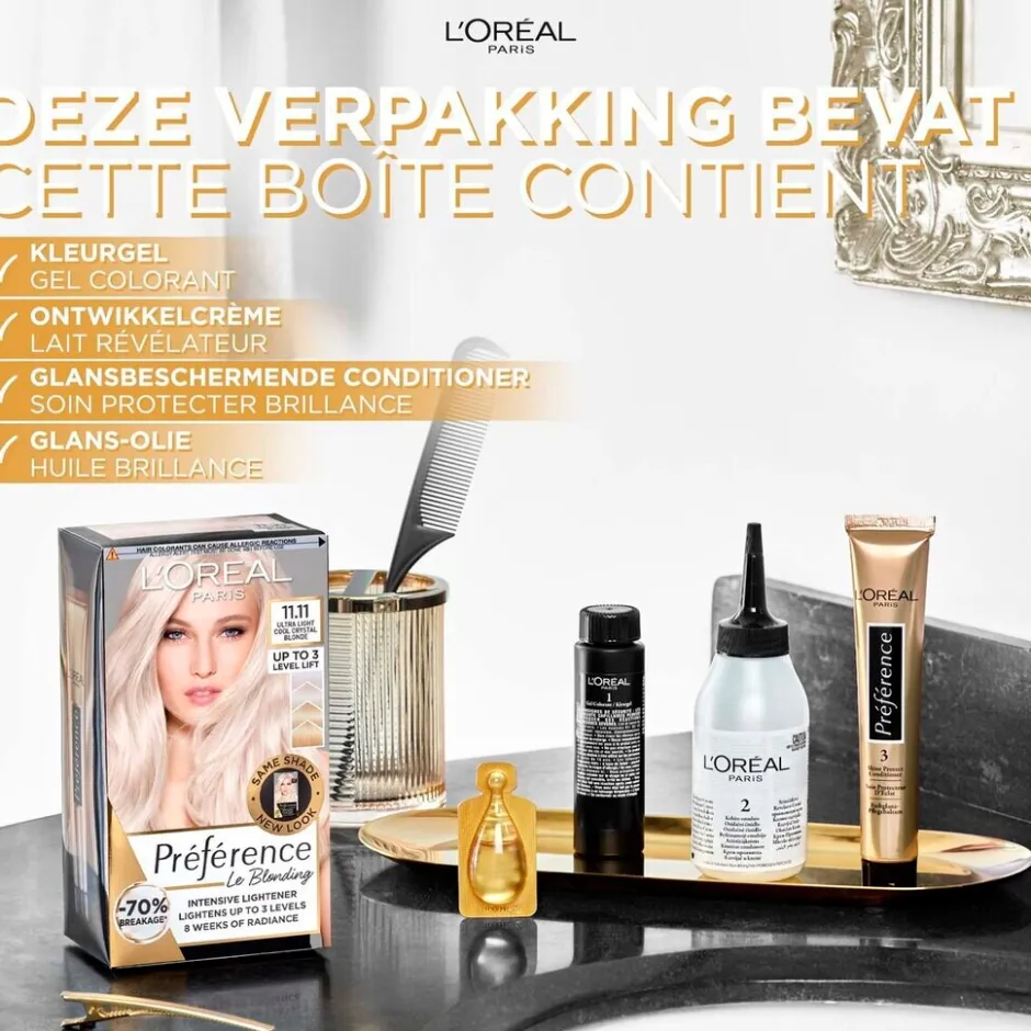Outlet Preference L'Oréal Paris Préférence Le Blonding 11.21 Ultra Licht Parelmoer Asblond Permanente Haarkleuring