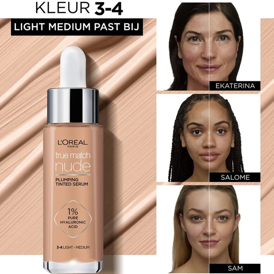 Discount L'Oreal L'Oréal Paris True Match Nude 3-4 Light Medium Plumping Tinted Serum