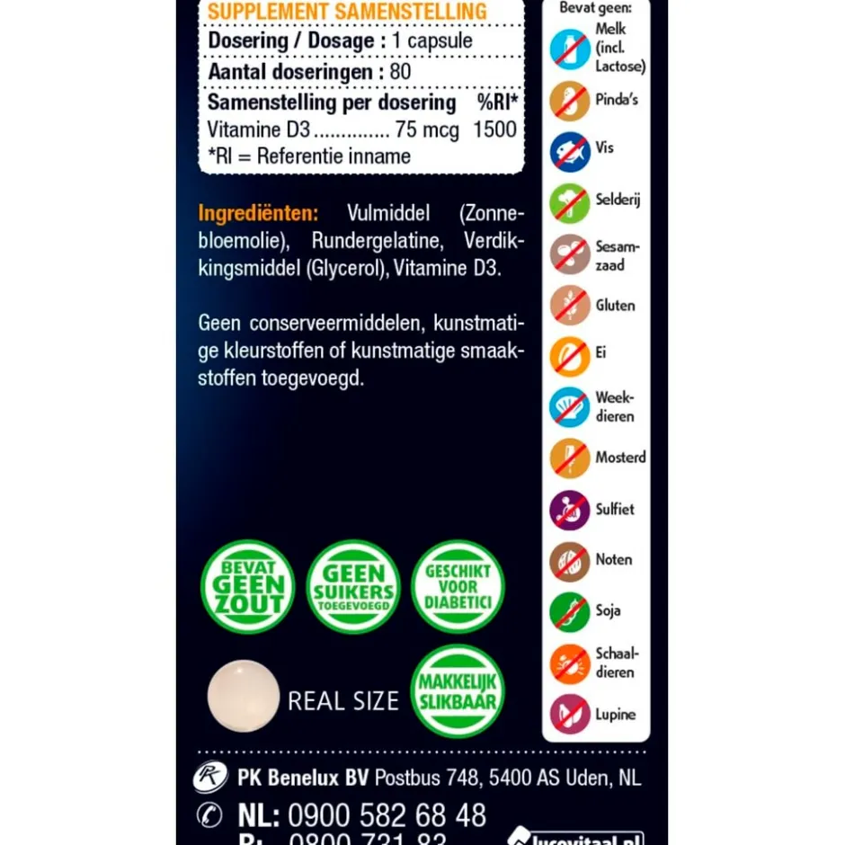Online Lucovitaal Vitamine D3 75mcg Capsules