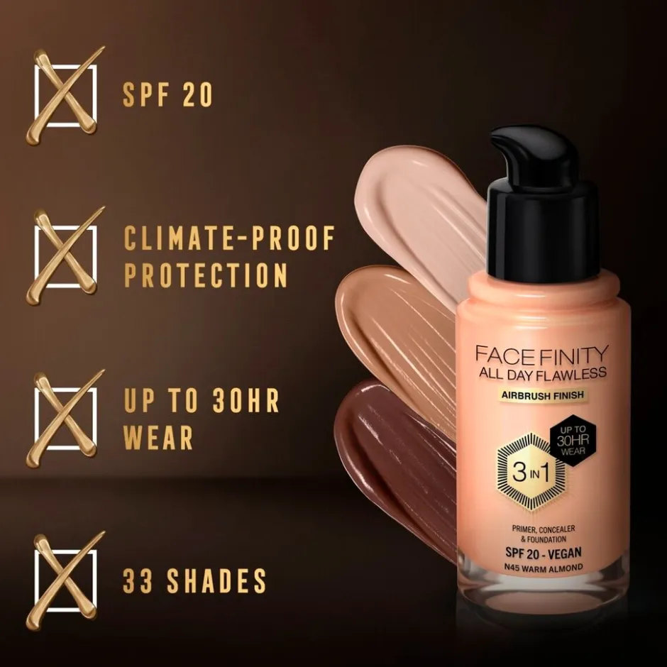 Online Max Factor Facefinity All Day Flawless N45 Warm Almond Foundation