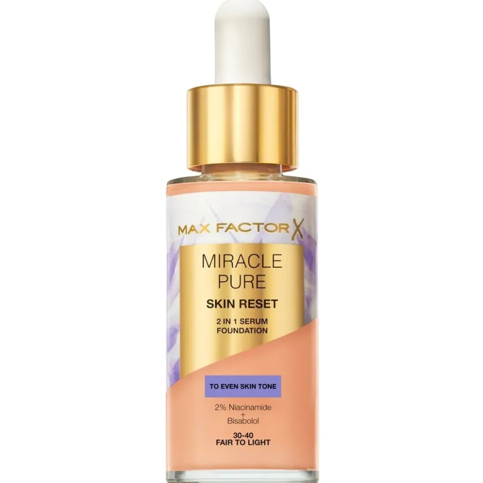 New Max Factor Miracle Pure Skin Reset 30-40 Fair to Light Serum Foundation