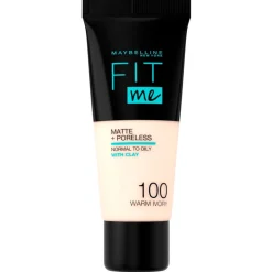 New Maybelline New York Fit Me Matte & Poreless 100 Warm Ivory Foundation