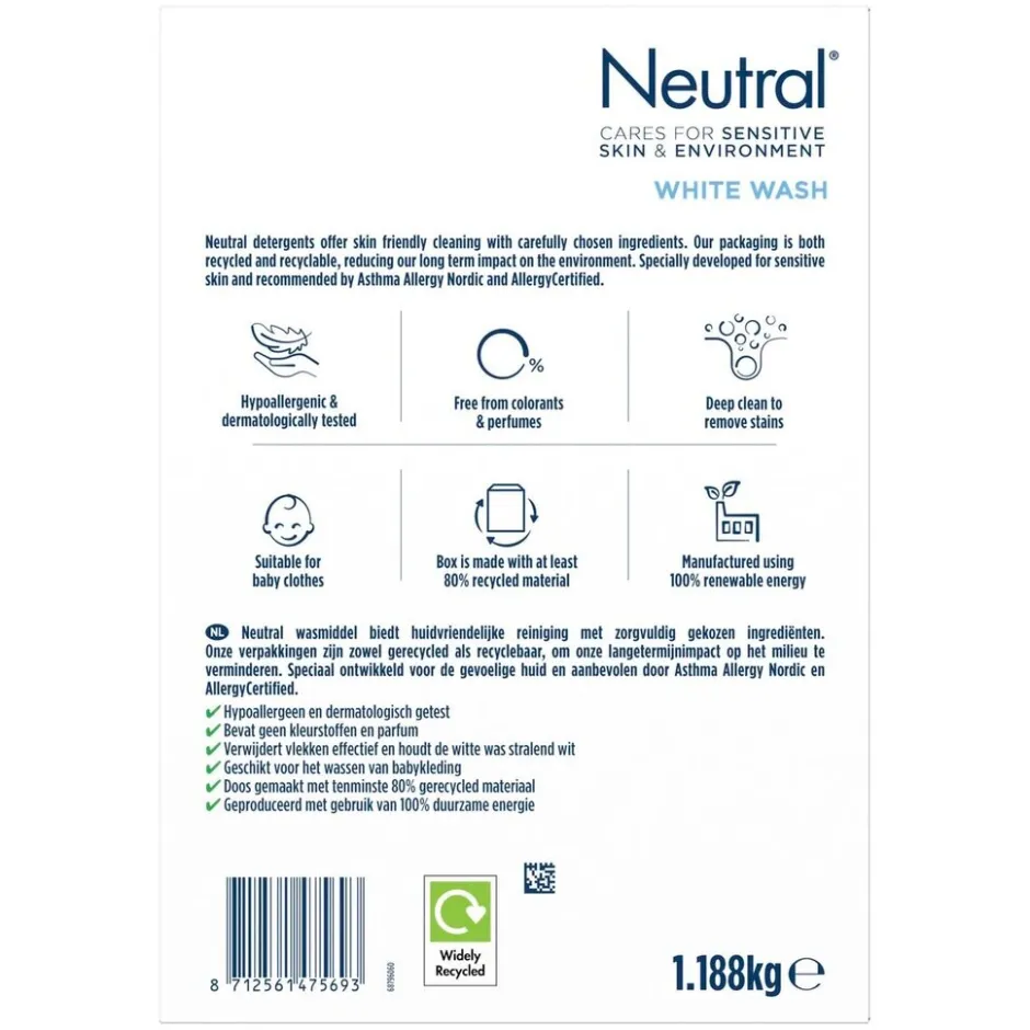 Online Neutral Parfumvrij Wit Waspoeder
