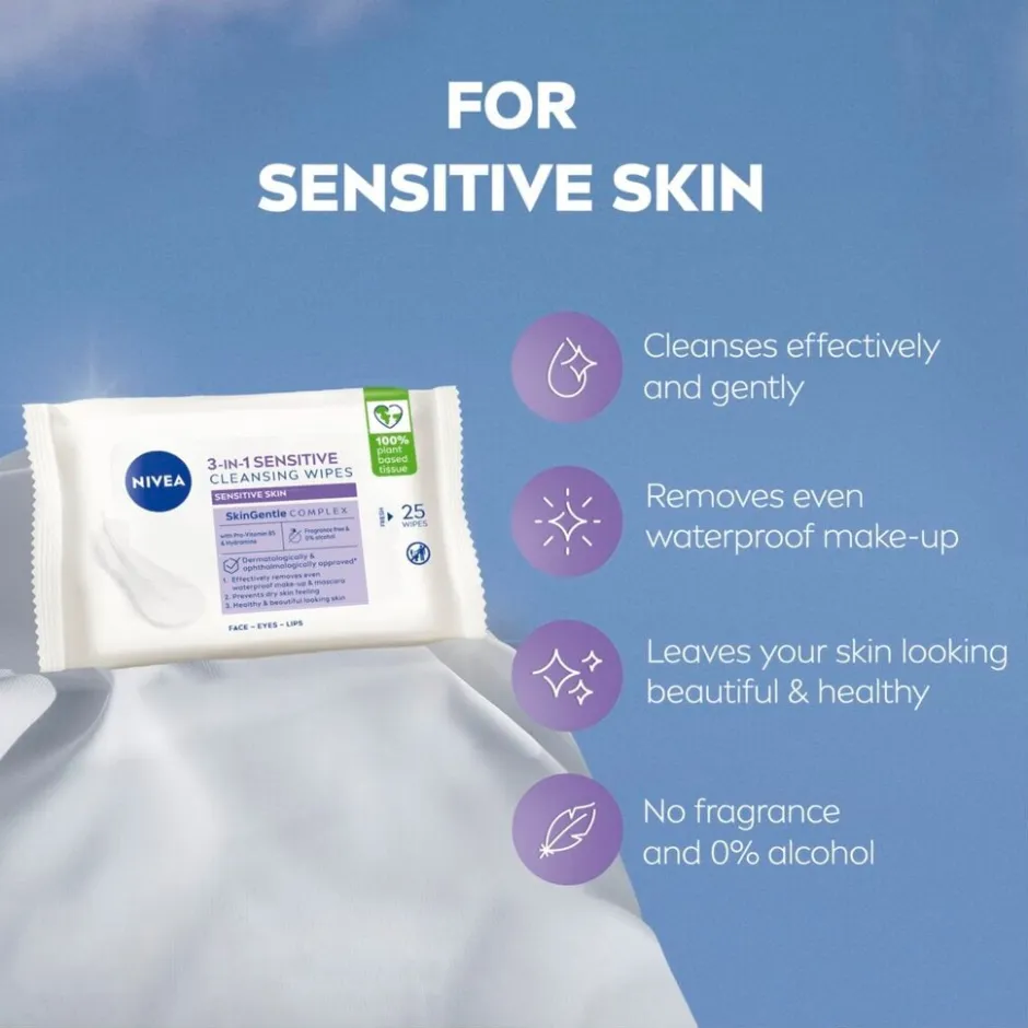 Hot Nivea Skincare NIVEA 3-In-1 Sensitive Reinigingsdoekjes