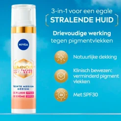 Hot Nivea Skincare NIVEA Luminous630 Anti-spot SPF30 02 Medium 3-in-1 CC Crème