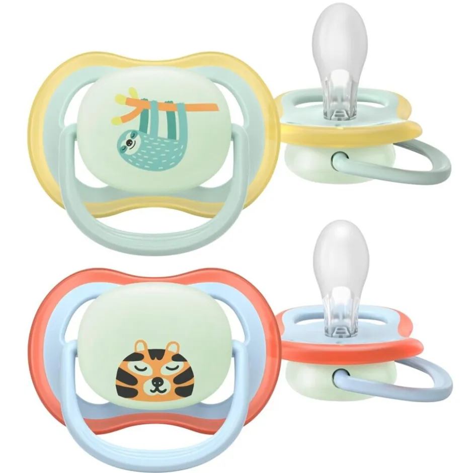 Outlet Philips Avent Soother Ultra Air 0-6M SCF376/24 Nighttime Fopspeen