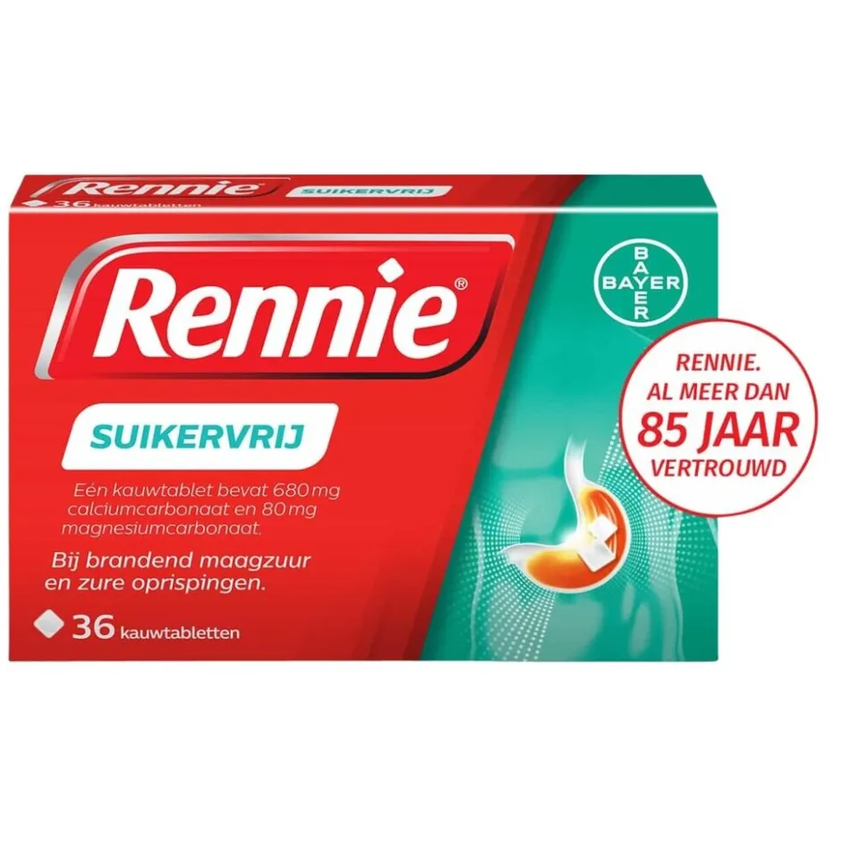 Hot Rennie Suikervrij Kauwtabletten