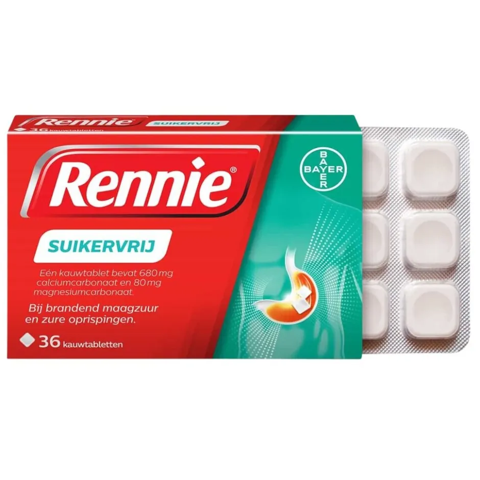 Hot Rennie Suikervrij Kauwtabletten