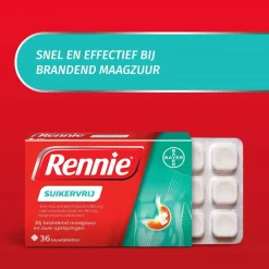 Hot Rennie Suikervrij Kauwtabletten