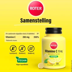 Hot Roter Vitamine C 70 mg Suikervrije Kauwtabletten