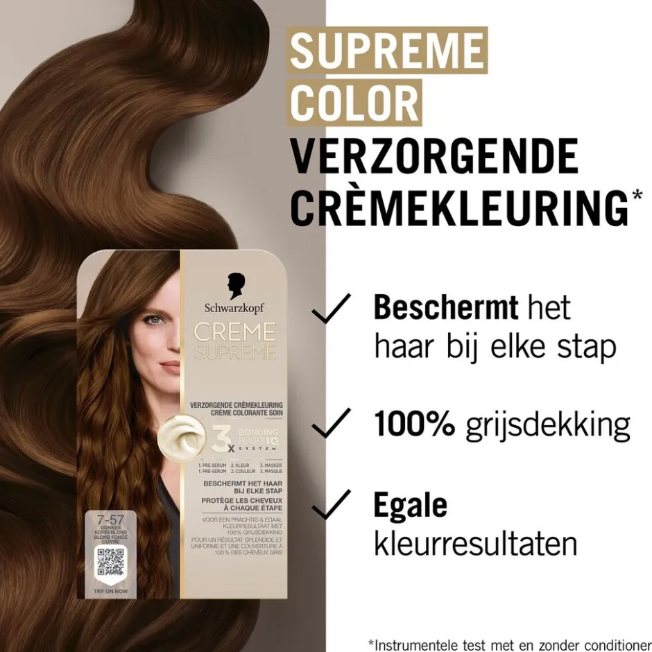 Schwarzkopf creme supreme 7-57 Donker Koperblond Verzorgende Crèmekleuring