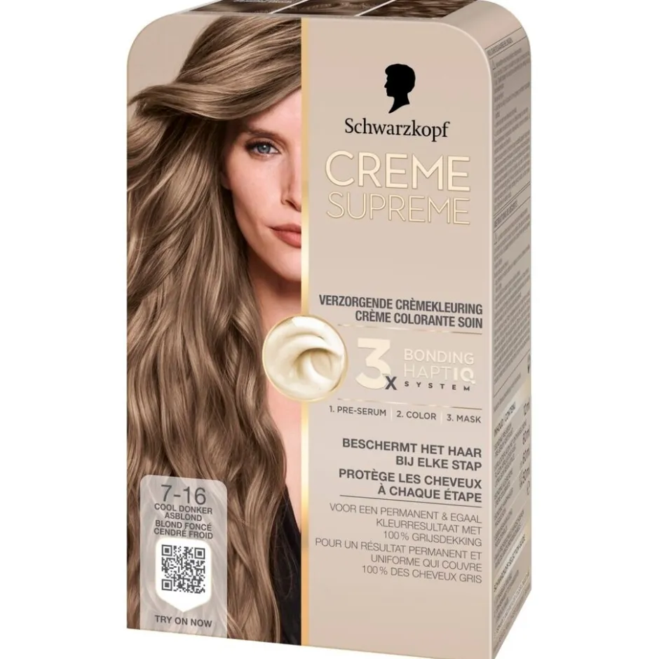 Online Schwarzkopf creme supreme 7-16 Cool Donker Asblond Verzorgende Crèmekleuring