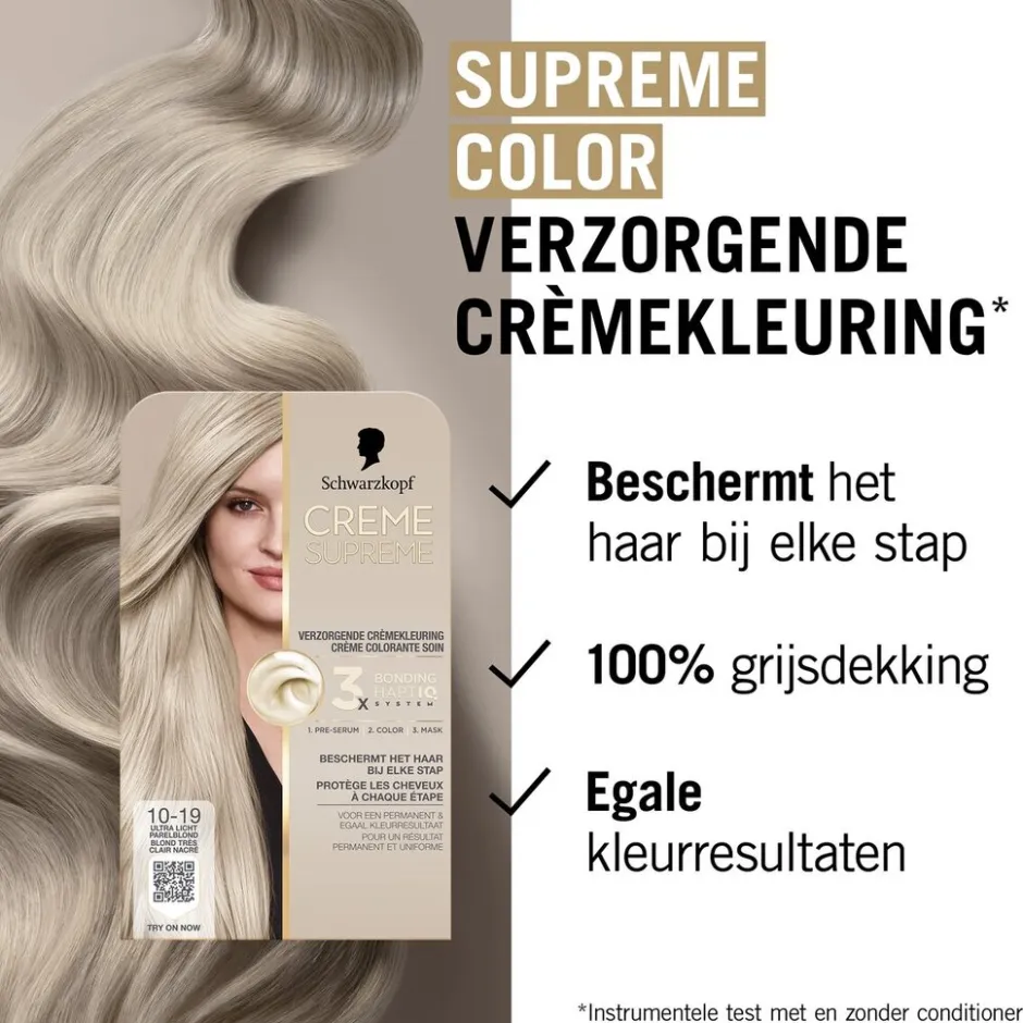 Online Schwarzkopf creme supreme 10-19 Ultra Licht Parelblond Verzorgende Crèmekleuring