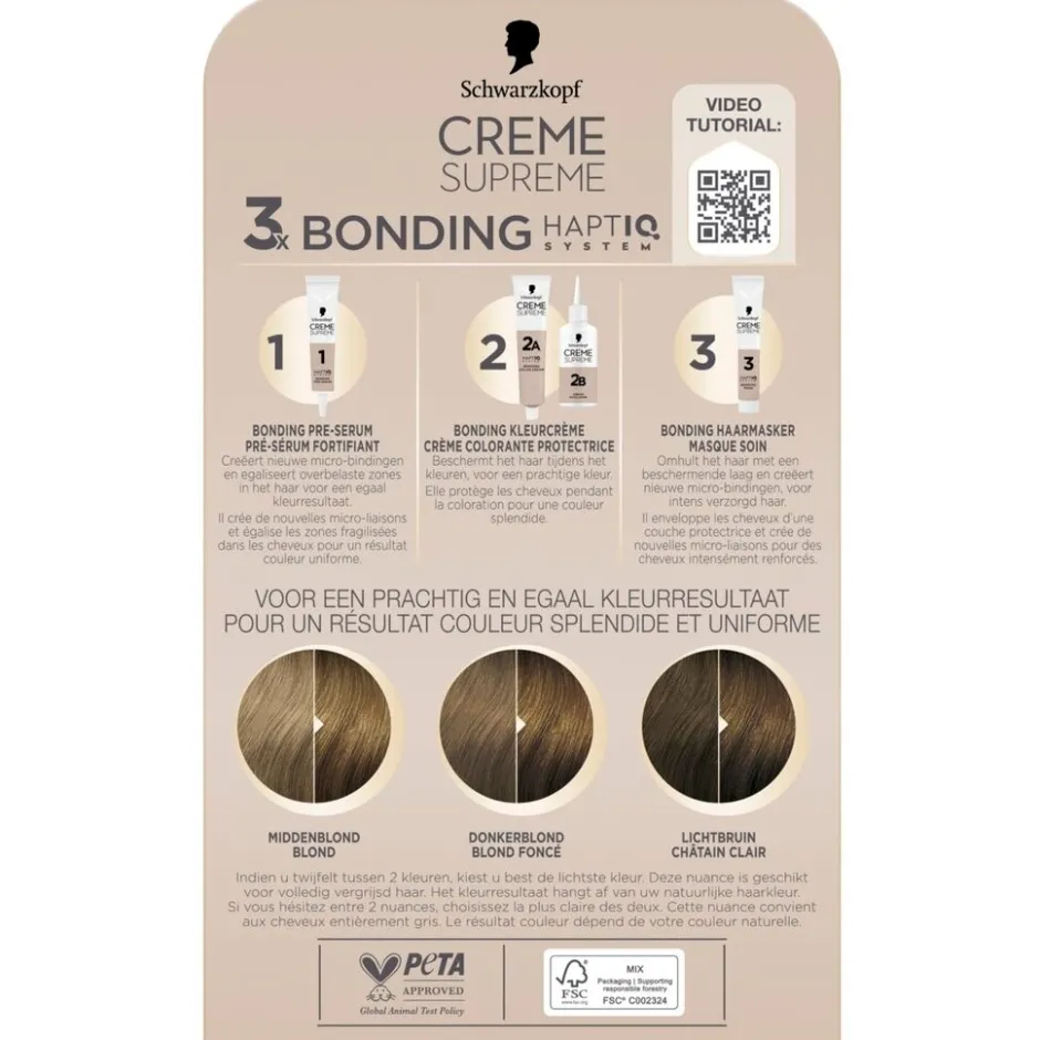 New Schwarzkopf creme supreme 7-0 Natuurlijk Donkerblond Verzorgende Crèmekleuring