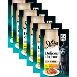 Online Sheba Délices du Jour in Saus met Kip, Kalkoen en Eend Maaltijdzakjes Kattenvoer